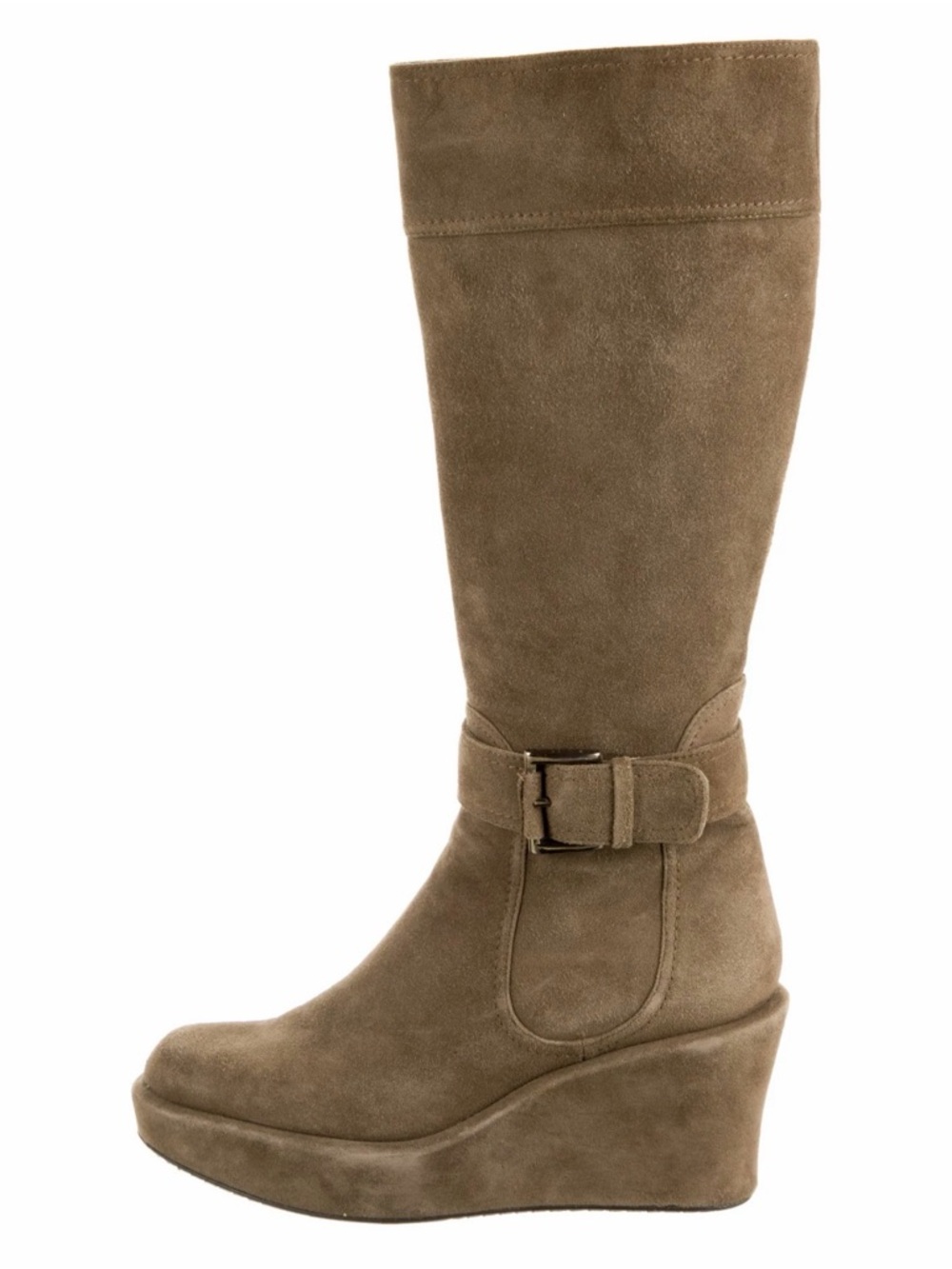 Beautiful! Stuart Weizman, Over-the-Knee Suede Wedge Boots in Taupe. 9.5